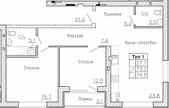 2-комнатная квартира, №69, 74,8 кв. м, на ул Генерала Круковского, 4, четвертый этаж