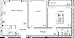 2-комнатную квартиру №70, 88,00 кв. м, на ул Генерала Круковского, 4, четвертый этаж